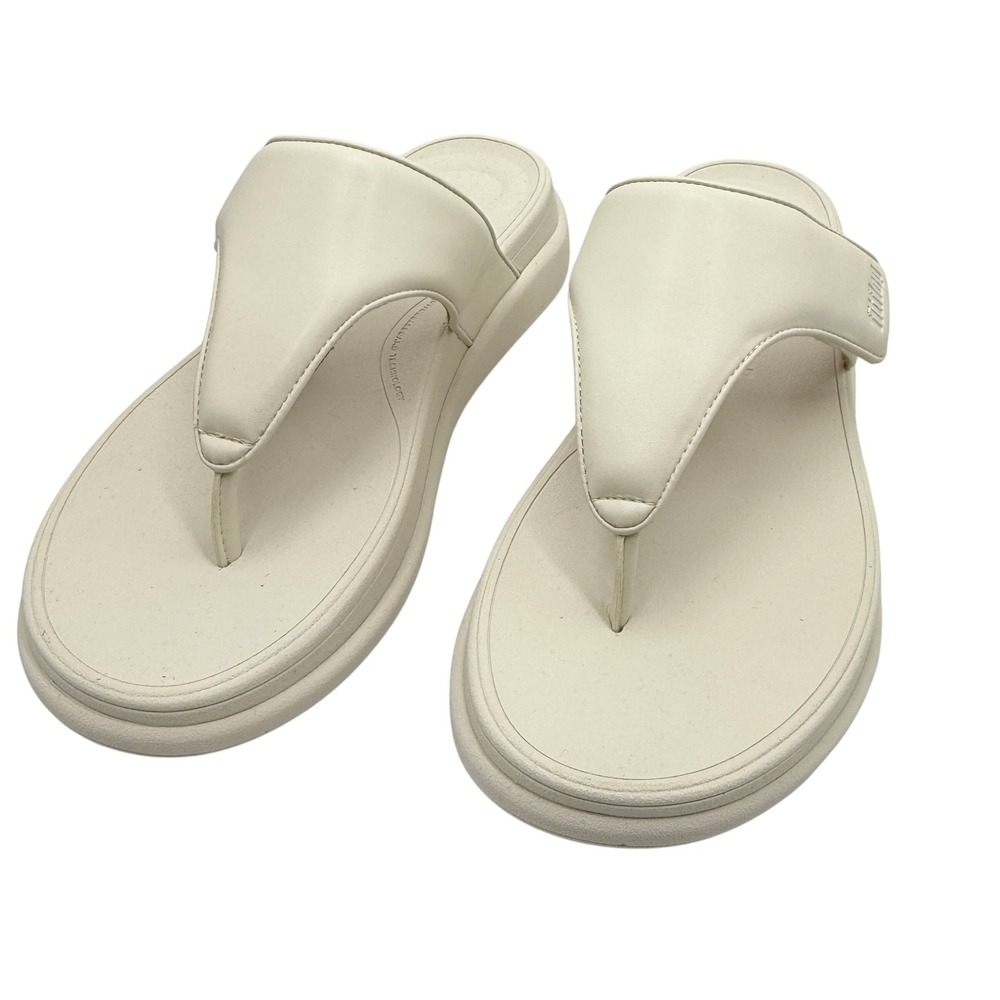 NIB FitFlop F-Mode Go Adjustable Flatform Toe-Post Sandals Paris Beige